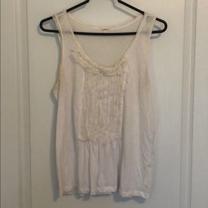 J Crew white tank with frill detail